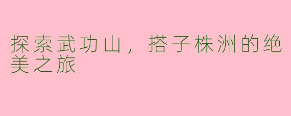 探索武功山，搭子株洲的绝美之旅