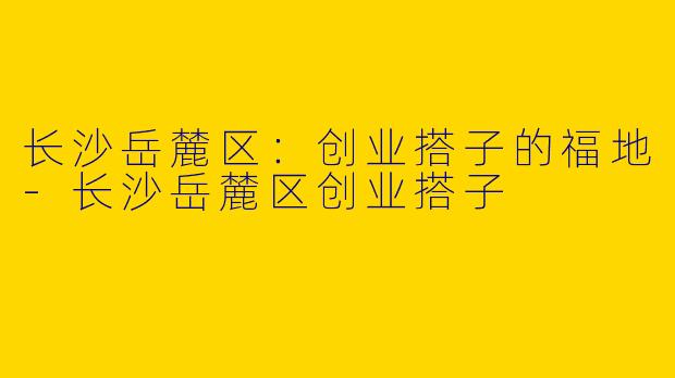 长沙岳麓区：创业搭子的福地-长沙岳麓区创业搭子