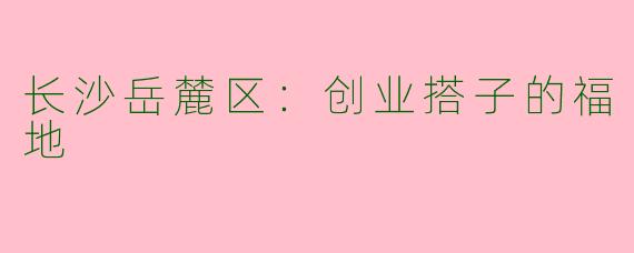 长沙岳麓区：创业搭子的福地