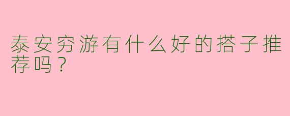 泰安穷游有什么好的搭子推荐吗?