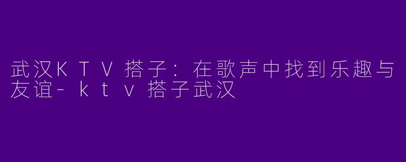 武汉KTV搭子：在歌声中找到乐趣与友谊-ktv搭子武汉
