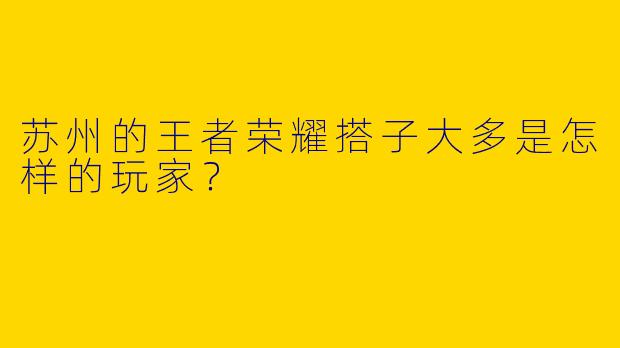 苏州的王者荣耀搭子大多是怎样的玩家？  
