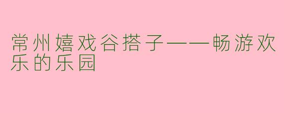常州嬉戏谷搭子——畅游欢乐的乐园