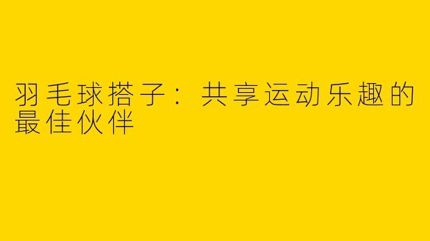 羽毛球搭子：共享运动乐趣的最佳伙伴