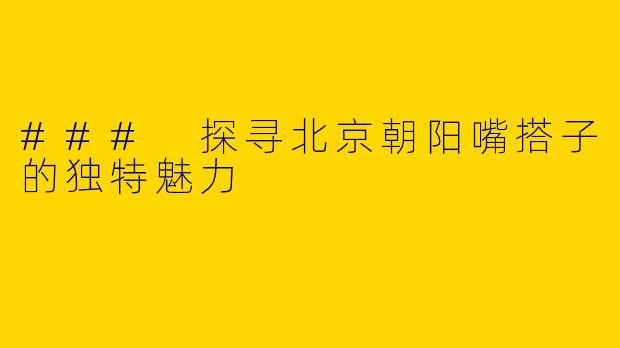 ### 探寻北京朝阳嘴搭子的独特魅力
