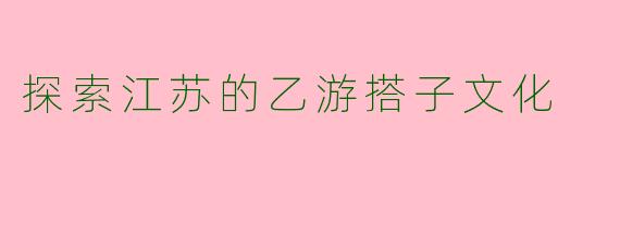 探索江苏的乙游搭子文化