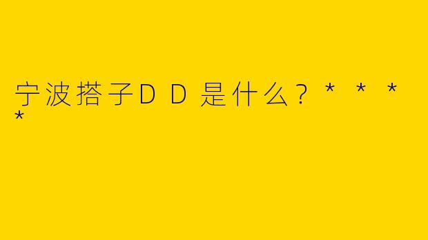 宁波搭子DD是什么?****
