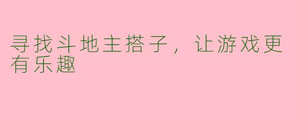 寻找斗地主搭子，让游戏更有乐趣