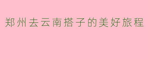郑州去云南搭子的美好旅程