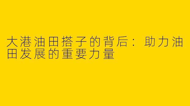 大港油田搭子的背后：助力油田发展的重要力量
