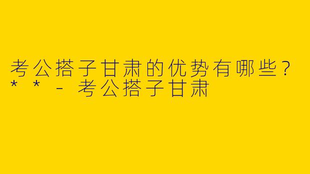 考公搭子甘肃的优势有哪些?**