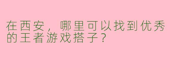 在西安,哪里可以找到优秀的王者游戏搭子?