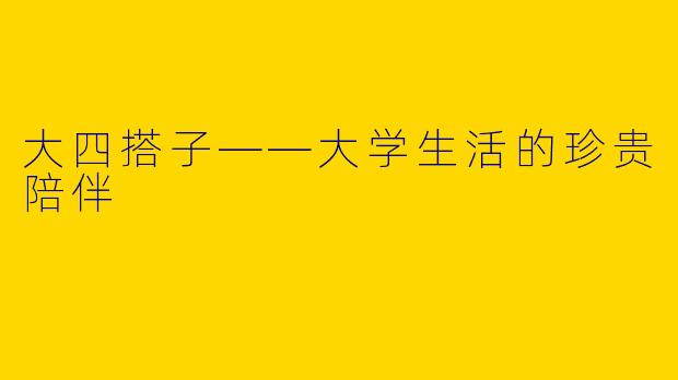 大四搭子——大学生活的珍贵陪伴