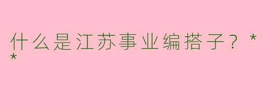 什么是江苏事业编搭子？**