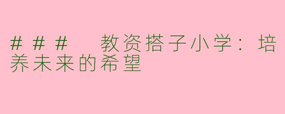 ### 教资搭子小学：培养未来的希望