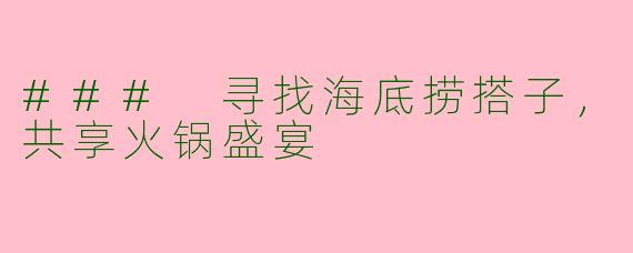 ### 寻找海底捞搭子，共享火锅盛宴