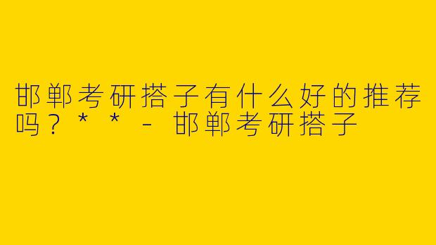 邯郸考研搭子有什么好的推荐吗？**