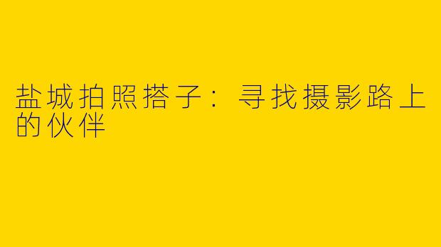 盐城拍照搭子：寻找摄影路上的伙伴