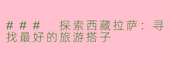 ### 探索西藏拉萨：寻找最好的旅游搭子