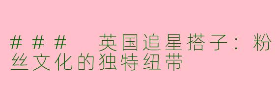 ### 英国追星搭子：粉丝文化的独特纽带