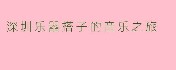 深圳乐器搭子的音乐之旅