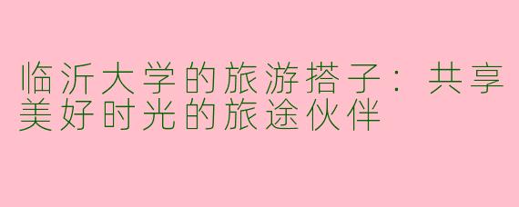 临沂大学的旅游搭子：共享美好时光的旅途伙伴