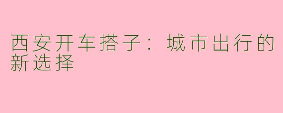 西安开车搭子：城市出行的新选择
