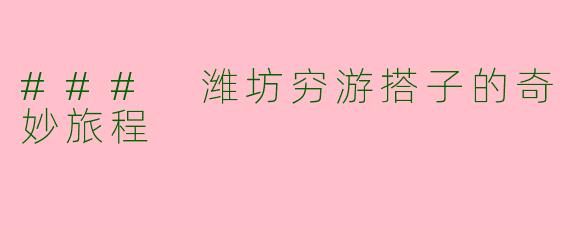 ### 潍坊穷游搭子的奇妙旅程