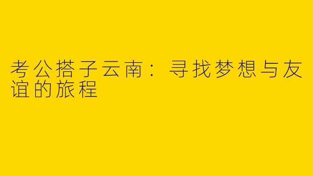 考公搭子云南：寻找梦想与友谊的旅程