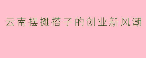 云南摆摊搭子的创业新风潮