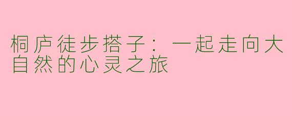 桐庐徒步搭子:一起走向大自然的心灵之旅