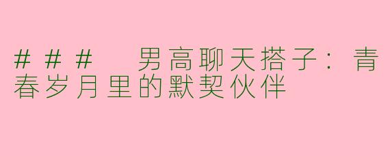 ### 男高聊天搭子：青春岁月里的默契伙伴