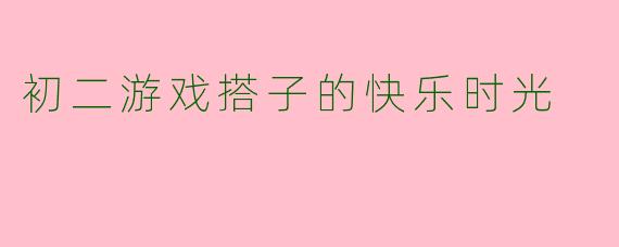 初二游戏搭子的快乐时光