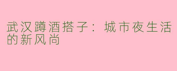 武汉蹲酒搭子:城市夜生活的新风尚