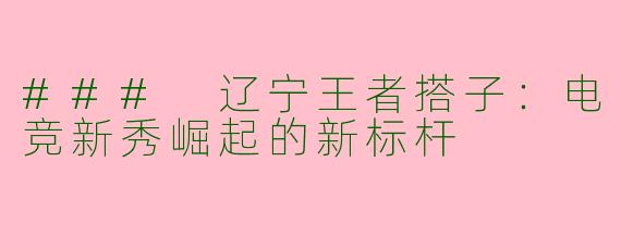 ### 辽宁王者搭子：电竞新秀崛起的新标杆