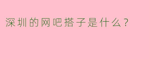 深圳的网吧搭子是什么？