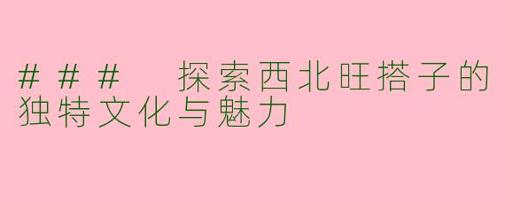 ### 探索西北旺搭子的独特文化与魅力