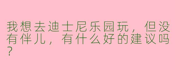 我想去迪士尼乐园玩,但没有伴儿,有什么好的建议吗?