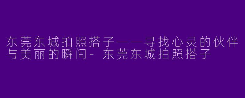 东莞东城拍照搭子——寻找心灵的伙伴与美丽的瞬间