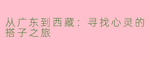 从广东到西藏：寻找心灵的搭子之旅