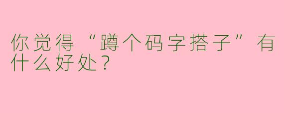 你觉得“蹲个码字搭子”有什么好处？