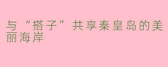 与“搭子”共享秦皇岛的美丽海岸