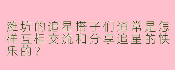 潍坊的追星搭子们通常是怎样互相交流和分享追星的快乐的?