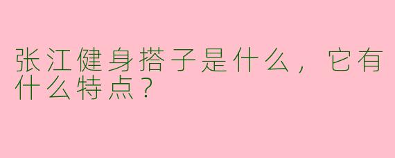 张江健身搭子是什么,它有什么特点?