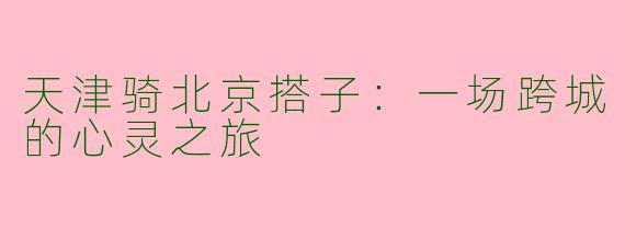 天津骑北京搭子：一场跨城的心灵之旅