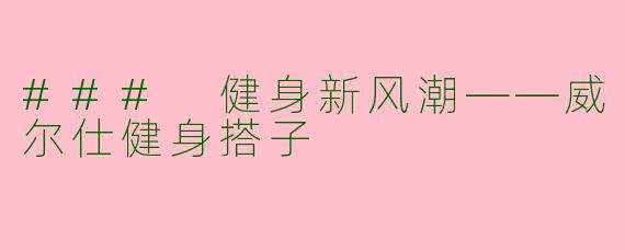 ### 健身新风潮——威尔仕健身搭子