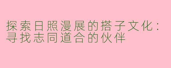 探索日照漫展的搭子文化：寻找志同道合的伙伴