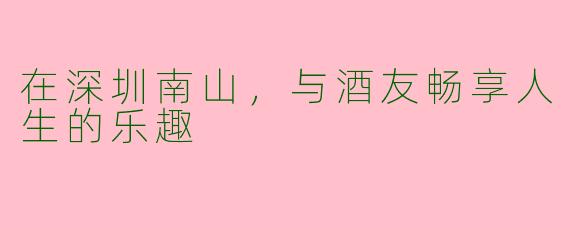 在深圳南山，与酒友畅享人生的乐趣