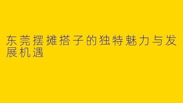 东莞摆摊搭子的独特魅力与发展机遇
