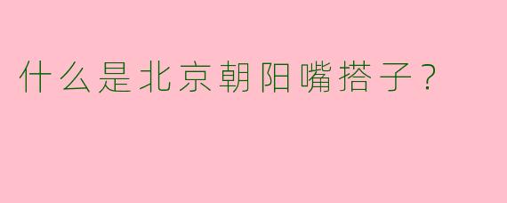 什么是北京朝阳嘴搭子?